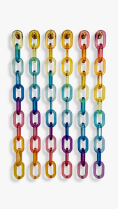 Collier en résine à maillons larges style vintage, mélange de couleurs, punk, ajouré, gros maillons ronds, longue chaîne en résine acrylique, art mural - Product Image 6