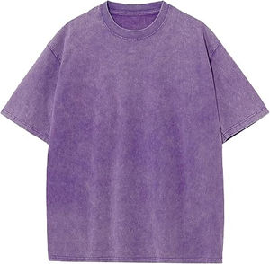 Camiseta de corte cropped y holgado, estilo boxy, oversize, con hombros caídos, vintage, lavado ácido, transpirable, de tejido grueso, lisa, en oferta - Product Image 1