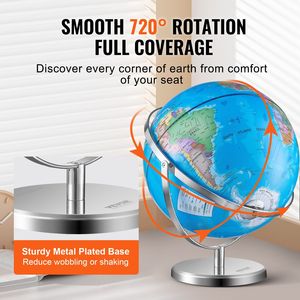 Lighting 13 \ "World Globe Stand LED illuminazione notturna HD stampato mappa 720 ° Spinning globo stabile in metallo pesante per i bambini - Product Image 4
