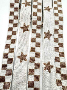 Latest Handmade Beaded Straps for Women Star Pattern Crossbody Purse and Evening Bag with Embroidery <b>Chain</b> Decor Canvas Lining - Product Image 6