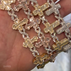 VVS1 Baguette Moissanite <b>Cross</b> Link <b>Pendant</b> 925 <b>Sterling</b> <b>Silver</b> Iced Link Cuban Luxury Rhodium Plated Certified Unisex Bling - Product Image 4