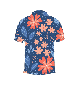 เสื้อโปโลชายสีน้ำเงินลายดอกไม้เขตร้อน พิมพ์ลายทั่วตัว แขนสั้น สไตล์ลำลอง สำหรับเล่นกอล์ฟ - Product Image 3