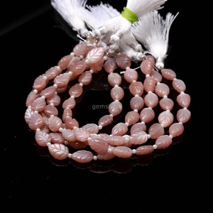Natural Peach Moonstone Leaf Shape Gemstone Beads Hand Carved Peach Moonstone Carving Beads Loose <b>Stone</b> Bead For Jewelry Making - Product Image 5