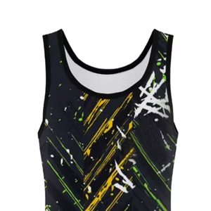 <b>Men's</b> Plus Size Printed Tank Top O-Neck Casual Wear Sublimation Design Black Yellow Green Pattern Knitted Polyester - Product Image 1