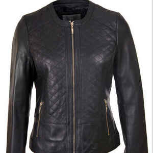 Veste en cuir PU pour femme, hiver 2025, col rabattu, imperméable, respirante, réversible, écologique, noire, OEM - Product Image 1