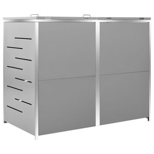 Stainless Steel <b>Double</b> Wheelie <b>Bin</b> Shed 54.3\"x30.5\"x45.5\" for Efficient Storage Solution - Product Image 4