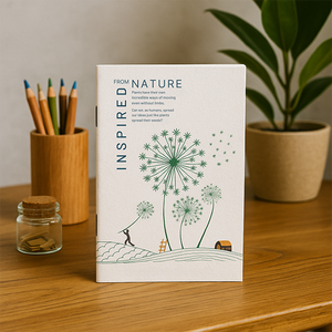 Bloc-notes B6 imprimé numérique pliable, 40 pages, 80 g/m², papier recyclé, couverture à graines, écologique, pour entreprise - Product Image 1