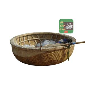 OFERTA ESPECIAL - Bote de Bambú Natural con Remo y Cesta de Pesca, Barcos a Precio Económico, Coracles Tradicionales de Vietnam al por Mayor - Product Image 2