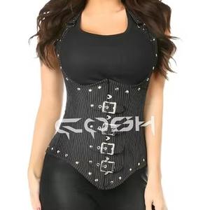 Corset à bretelles en acier de qualité supérieure personnalisé, à rayures fines, pour cosplay, Halloween, tenue de soirée - Product Image 1