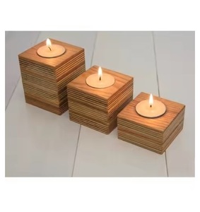 Porte-bougies en bois pour centre de table, design élégant, éclairage décoratif, porte-bougies pour la maison et les cadeaux - Product Image 5