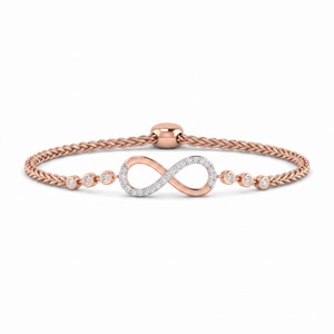 Rose Gold <b>Infinity</b> <b>Bracelet</b> with Radiant Cut Lab Grown Diamonds 18K Gold Plated Women's Trendy Jewelry for Everyday Wear - Product Image 5