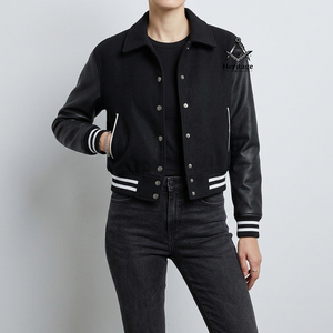 HMR Custom Alpha for Sorority Embroidery <b>Quilted</b> Stand Collar Women's Varsity Jacket Custom Made - Product Image 4