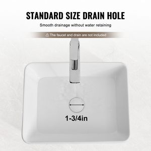 Lavabo da Appoggio Rettangolare Moderno Stile B 48x37,3 cm in Ceramica Bianca con Forma Triangolare per Piano di Lavoro - Product Image 3