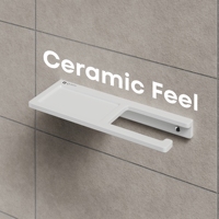Porte-rouleau de papier toilette mural en acier inoxydable finition imitation granit beige de luxe, avec étagère de rangement pour téléphone et accessoires de salle de bain