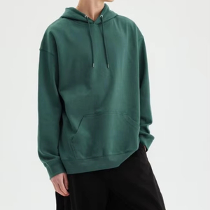 เสื้อฮู้ดโอเวอร์ไซส์แบบยูนิเซ็กซ์ สีเขียวล้วน ผ้าเฟรนช์เทอร์รี่ ระบายอากาศได้ดี สวมใส่สบาย มีกระเป๋าหน้า ทรงปกติ ผ้าฝ้าย 100% - Product Image 6