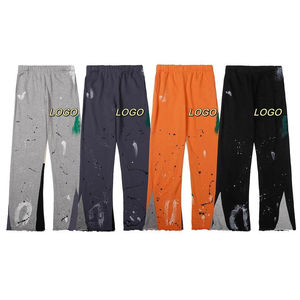 Pantalon de survêtement décontracté pour homme, dernière tendance, en coton, taille mi-haute, infroissable, avec braguette zippée et logo personnalisé sur la jambe gauche - Product Image 2