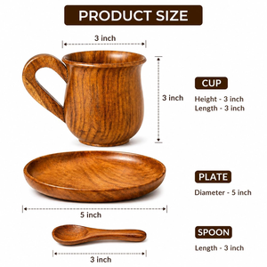Handmade Wooden Coffee <b>Cup</b> <b>and</b> <b>Saucer</b> Set Rustic Wood <b>Tea</b> <b>Cup</b> with Spoon Natural Wooden Drinkware Set for Home Cafe Restaurant - Product Image 4