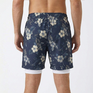 Custom Private Label <b>Men's</b> Athletic Swim <b>Trunks</b> 2-in-1 Design Solid Front Logo Board Shorts High-End Summer Beachwear - Product Image 4