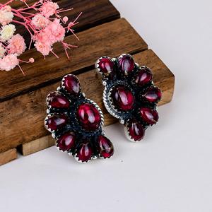 Boucles d'oreilles clous en turquoise et rose rouge, en argent sterling 925, style bohème sud-ouest, bijoux en pierres précieuses naturelles, cadeau pour elle - Product Image 6