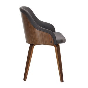 Set di 2 Sedie da Pranzo/Accento in Stile Mid-Century Modern, Legno di Noce e Ecopelle Marrone - Product Image 3