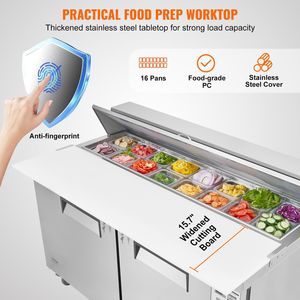 Impianto di refrigerazione cucina commerciale 60 \ "tavolo di preparazione per insalata Sandwich con 2 porte e 16 padelle per le attività di ristorazione - Product Image 3