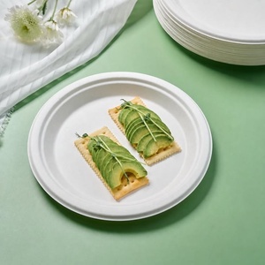 Nuevos y Elegantes Platos Redondos de 9 Pulgadas de Bagazo Aptos para Microondas para Cuencos de Arroz, Platos de Curry, Comida y Cenas al Aire Libre - Product Image 1