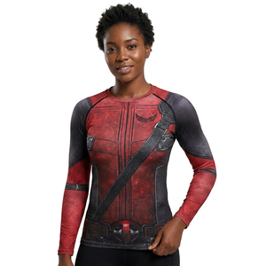 Red Black Full Sleeve <b>Compression</b> Rash Guard <b>Men's</b> Sublimation Printed MMA BJJ Fight <b>Shirt</b> Quick Dry Sports Top - Product Image 6
