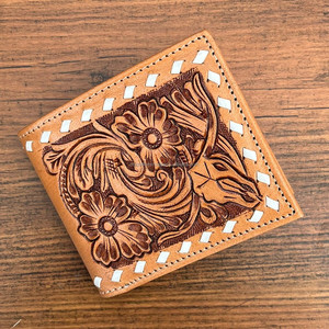 Cartera plegable corta con múltiples posiciones de cuero mecanizado a mano para hombre, carteras con bloqueo RFID de piel de vaca hechas a mano con costuras ultra fuertes - Product Image 3