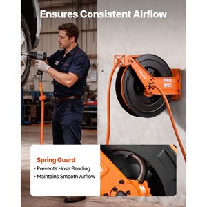 Avvolgitubo Automatico per Compressore d'Aria da 1/2 Pollice x 50 Piedi, Tubo Industriale in Gomma da 300 PSI con Cavo di Alimentazione da 5 Piedi - Product Image 6