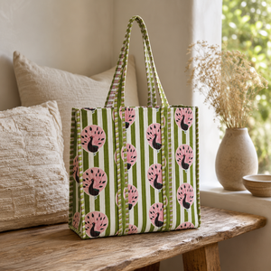Sac fourre-tout matelassé en coton imprimé paon, grand format, élégant, bohème et écologique, pour femme, idéal pour le marché, les voyages et la plage - Product Image 3