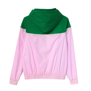 Veste coupe-vent imperméable à fermeture éclair intégrale AKA UV à changement de couleur, motif chevron réactif vert, blanc, rose clair, imprimé à capuche - Product Image 4