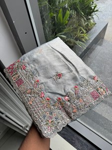 Indian Trending Beautifully Designed <b>Saree</b> Heavy Silk With Handwork Chocolate Lady <b>Saree</b> for Party and Fully <b>Stitched</b> - Product Image 5