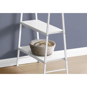 Bureau d'ordinateur contemporain et moderne de 48 po de long, blanc, avec étagères de rangement, pour bureau à domicile, travail sur ordinateur portable, en stratifié blanc et métal - Product Image 3