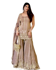 LAUNCH Colección tradicional pesada Hasta el suelo Salwar Kameez Ropa de fiesta Chinon Seda Bordado pesado Secado rápido Incluye top - Product Image 6
