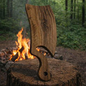 Planche à découper en bois de noyer, design en forme d'axe, bois massif, finition rustique, pour la cuisine, le service, la présentation en restaurant et la vente en gros - Product Image 1