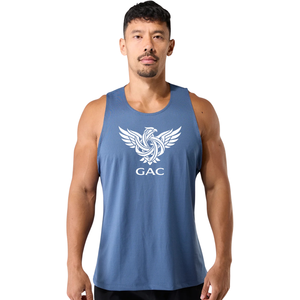 Mens 100% Polyester Casual Gym Tank Top Sleeveless Workout <b>Stringer</b> <b>Vest</b> Custom Logo Fitness Training Athletic Muscle Shirt Blue - Product Image 1
