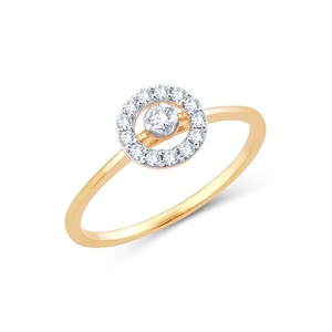 Bague Halo en Or Premium, Diamant Central de 0,35 Carat avec Halo de Diamants, Bande en Or Jaune Poli, Vente en Gros Fabricant - Product Image 1