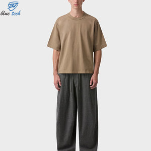 High Quality Men's <b>Drop</b> Shoulder Heavyweight T-shirt Custom Screen Print logo Ribbed Neck Tshirt <b>Box</b> Fit Oversized Cotton Blank - Product Image 4