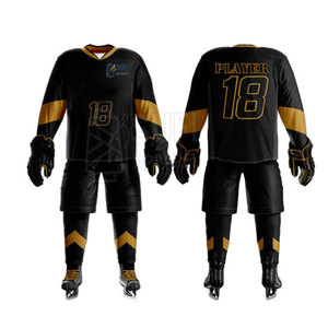 Ensemble d'uniformes de hockey sur glace tendance avec logo personnalisé, en polyester respirant, idéal pour l'entraînement et les matchs d'équipe - Product Image 3
