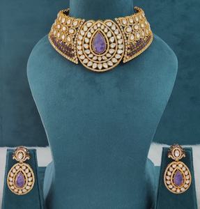 Ensemble de colliers de qualité supérieure, allure luxueuse, parfait pour les mariages, les occasions festives, les tenues de soirée, convient aux tenues ethniques et occidentales. - Product Image 2