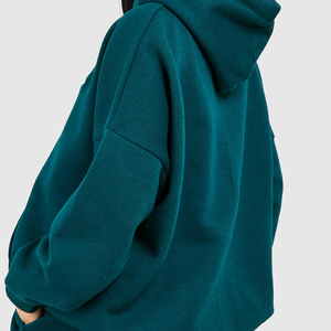 Conjunto de Sudadera con Capucha Color Verde Azulado para Mujer, con Bolsillos Laterales, Corte Holgado Informal, Manga Larga, Color Sólido, Ropa de Otoño - Product Image 4