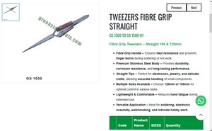 Pinzas Rectas de Fibra con Agarre de 120 mm y 165 mm, Herramientas de Joyería de Precisión de Acero Inoxidable | N.° de artículo GS-1500 - Product Image 3