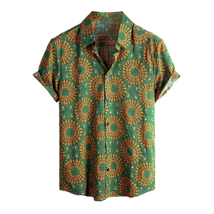 Men's Batik Printed Hawaiian Style Short Sleeve Casual <b>Shirt</b> Turn-down Collar Summer Wear 100% Polyester Breathable - Product Image 6