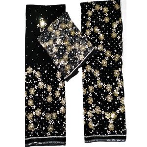 Robe nigériane George en lin faite à la main pour les mariages des femmes, prix de gros de vêtements africains en perles de pierre - Product Image 2