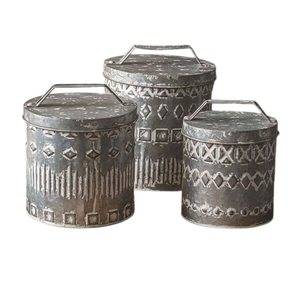Ensemble de boîtes de conservation alimentaire en métal à rayures pour la cuisine, boîte à thé, à café, à sucre avec couvercle en métal galvanisé - Product Image 5