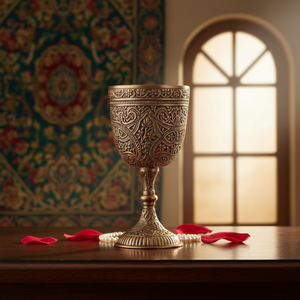 Cáliz de Latón Hecho a Mano de Primera Calidad con Grabado Intrincado |   Vajilla Decorativa de Estilo Medieval Vintage, Regalo de Lujo Elegante - Product Image 6