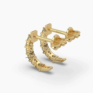 Pendientes de Aro con Diamantes Cultivados en Laboratorio, Corte Redondo, en Oro de 10K, 14K, 18K, Plata de Ley 925 y 935, Joyería Fina - Product Image 4