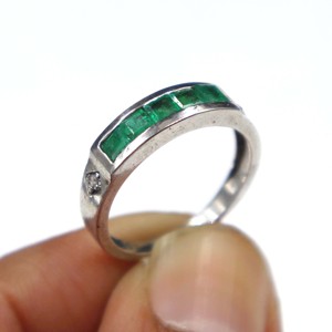 925 Sterling <b>Silver</b> <b>Emerald</b> with Diamond Cut Gemstone <b>Ring</b> Wholesale Natural <b>Emerald</b> Stone <b>Silver</b> <b>Ring</b> Jewelry - Product Image 2