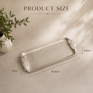 Juego de Bandejas de Servir de Aluminio de Lujo con Acabado Texturizado, Diseño Decorativo con Acentos de Hojas, Elegante Plato Rectangular para Decoración del Hogar - Product Image 2