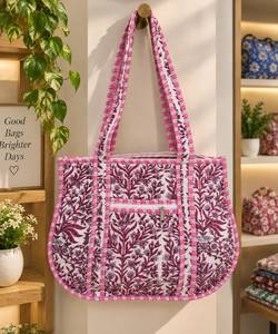 Bohemian Vintage Printed <b>Canvas</b> <b>Tote</b> Bag with Zipper Closure for Floral Pattern for Women's Fashion Shopping All Seasons - Product Image 4